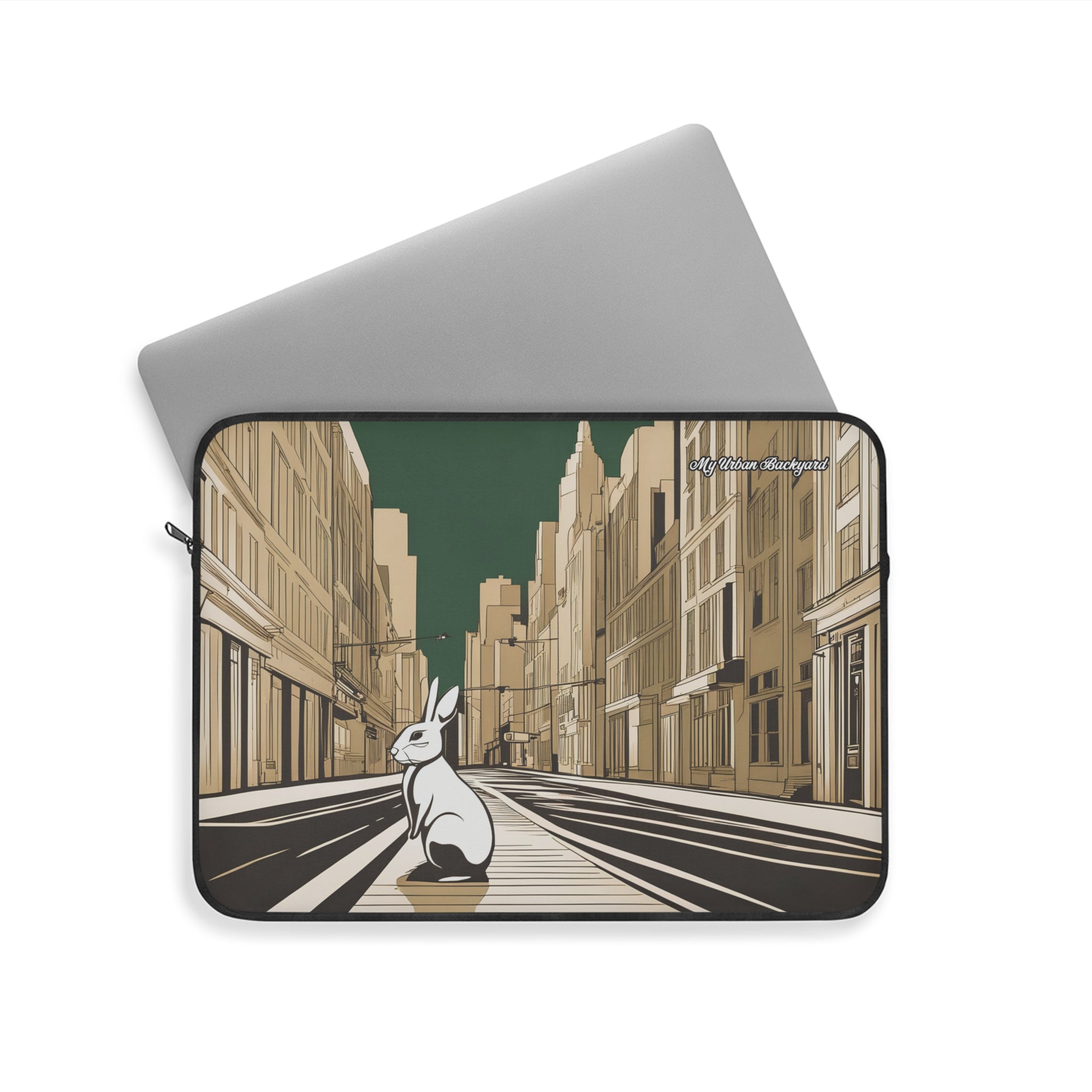 City Rabbit Soft Laptop Sleeve, Stylish Laptop Case, Cute Tech Accessory, Gift for Animal Lovers, Unique Office Supply, Modern Design, 3 Sizes
