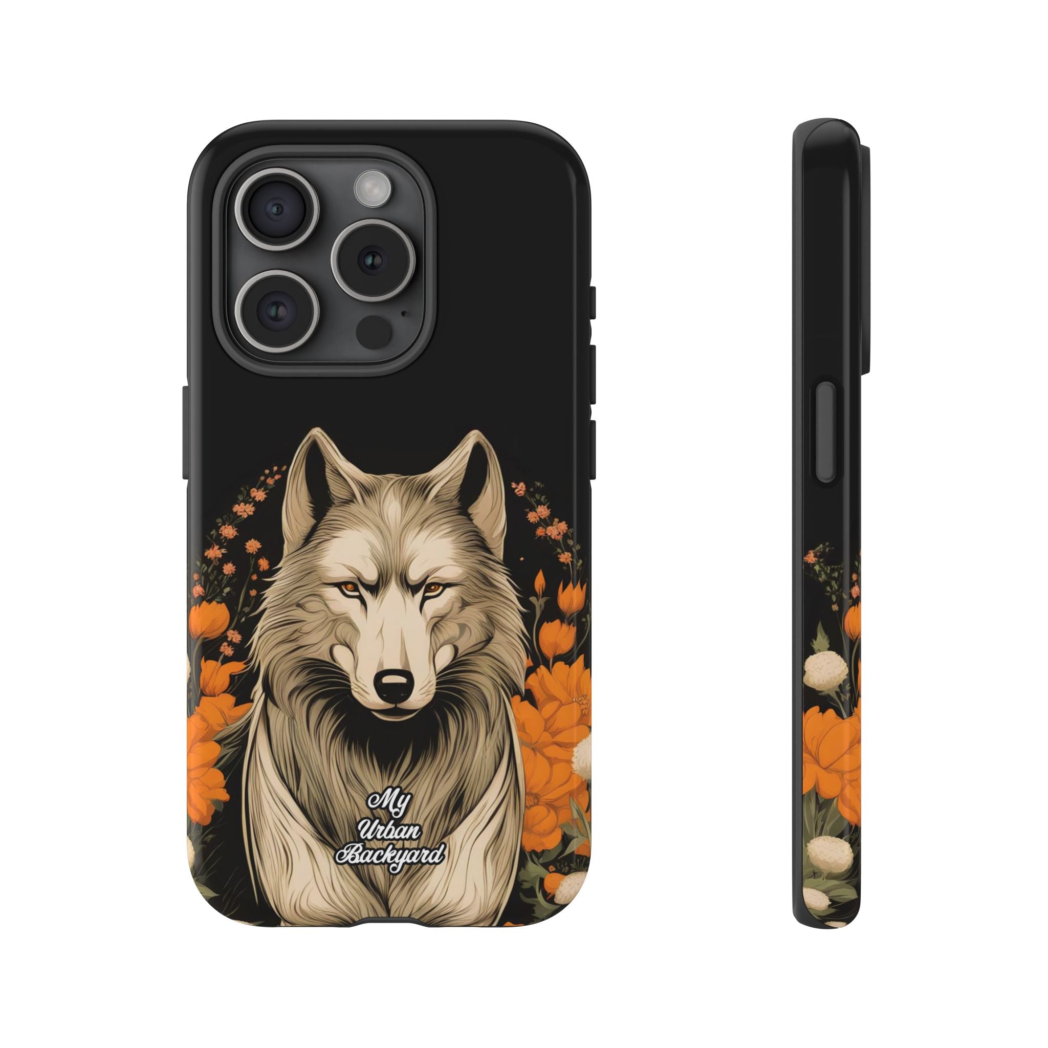 Wolf with Flowers, Animal Cell Phone Case - Apple, Samsung, Google Pixel