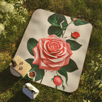 Pink Rose Flowers, Cozy Outdoor Picnic Blanket , Water-Resistant Bottom, 51" × 61"