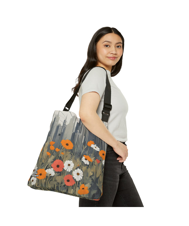 Urban Wildflowers, Tote Bag with Adjustable Strap - Trendy and Versatile