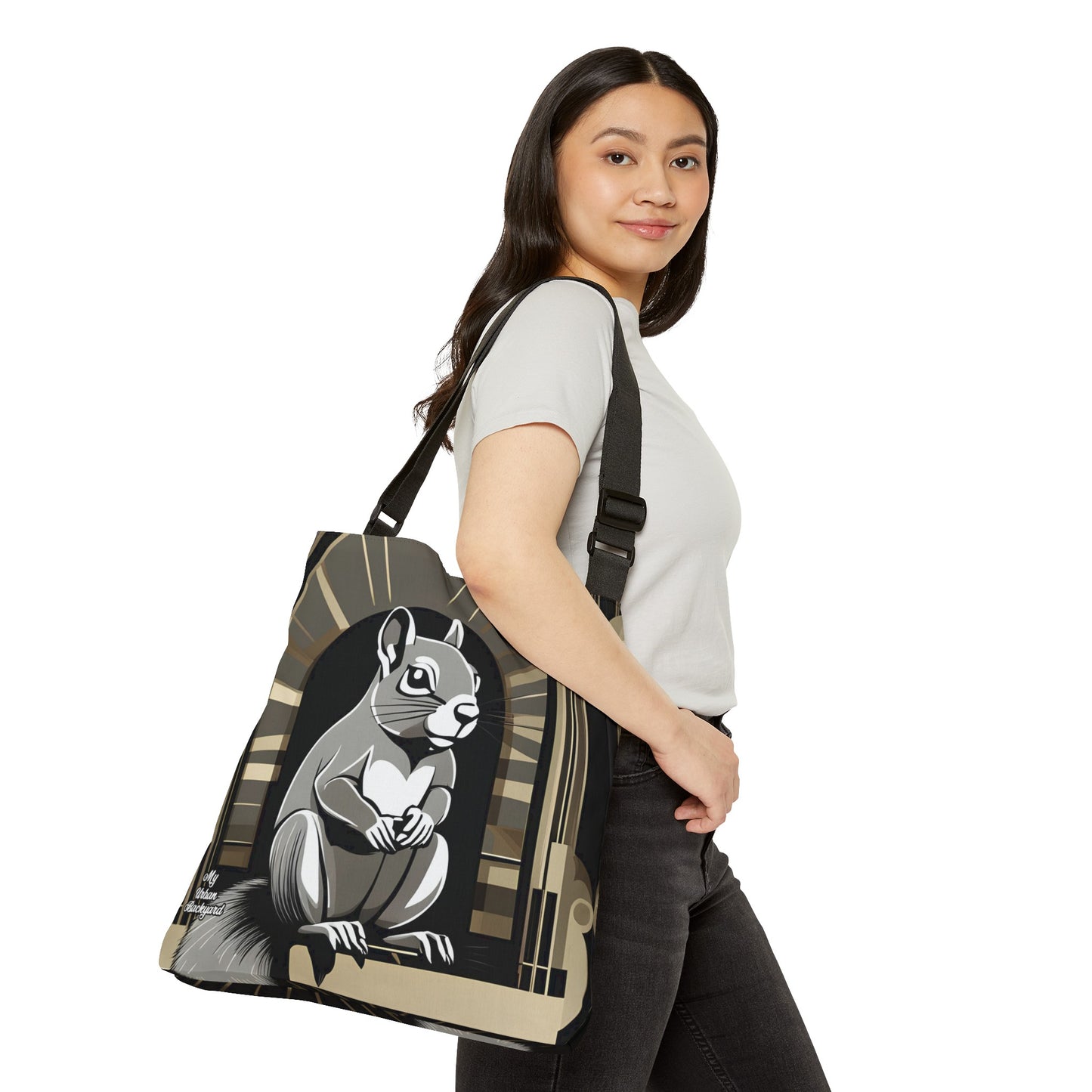 Art Deco Squirrel, Tote Bag with Adjustable Strap - Trendy and Versatile