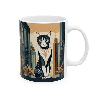 Art Deco City Cat Ceramic Mug