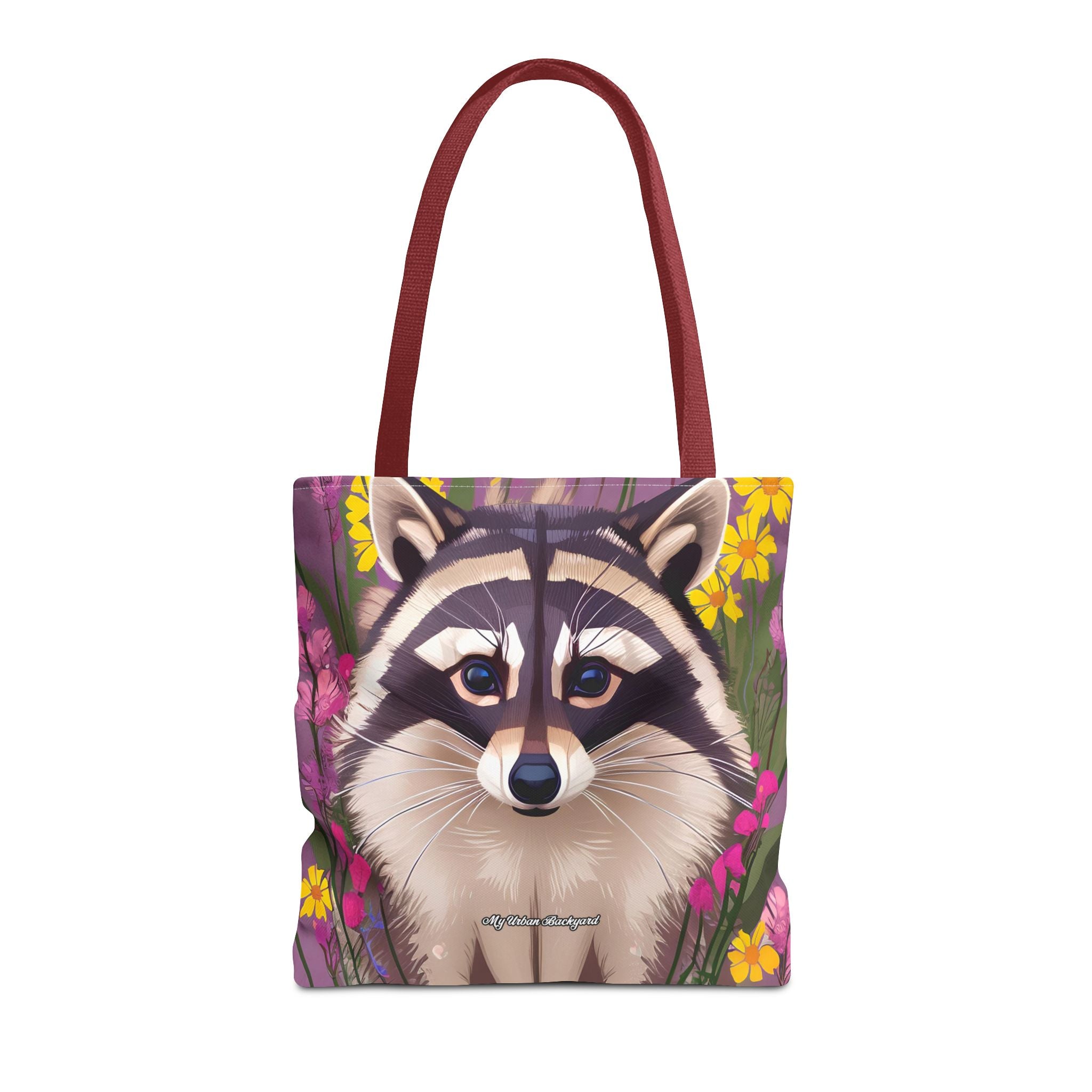 Raccoon and Flowers Tote Bag with Cotton Handles For Everyday Use, 3 Sizes
