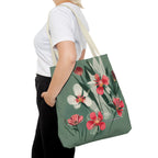 White and Red Wildflowers Tote Bag with Cotton Handles For Everyday Use, 3 Sizes