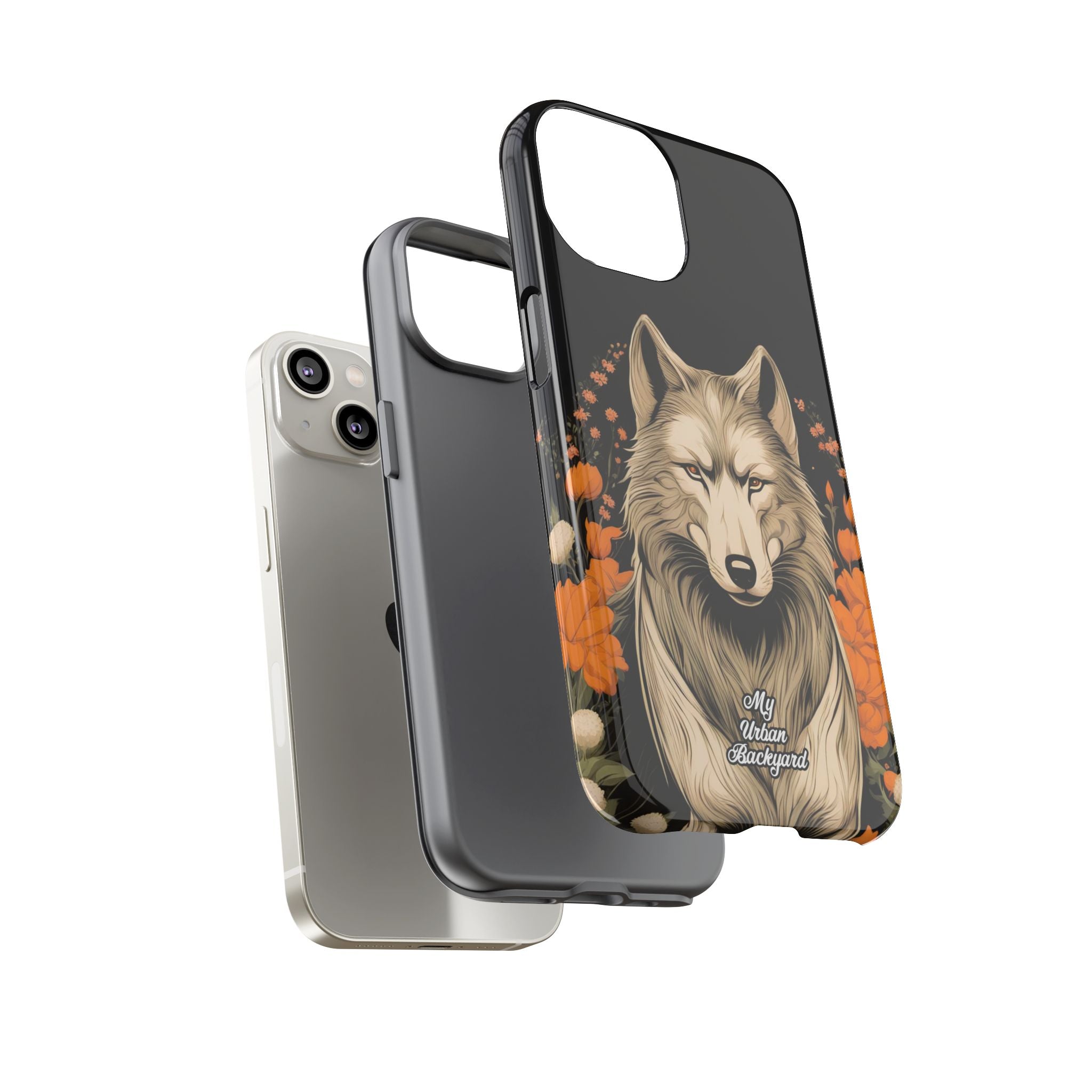 Wolf with Flowers, Animal Cell Phone Case - Apple, Samsung, Google Pixel