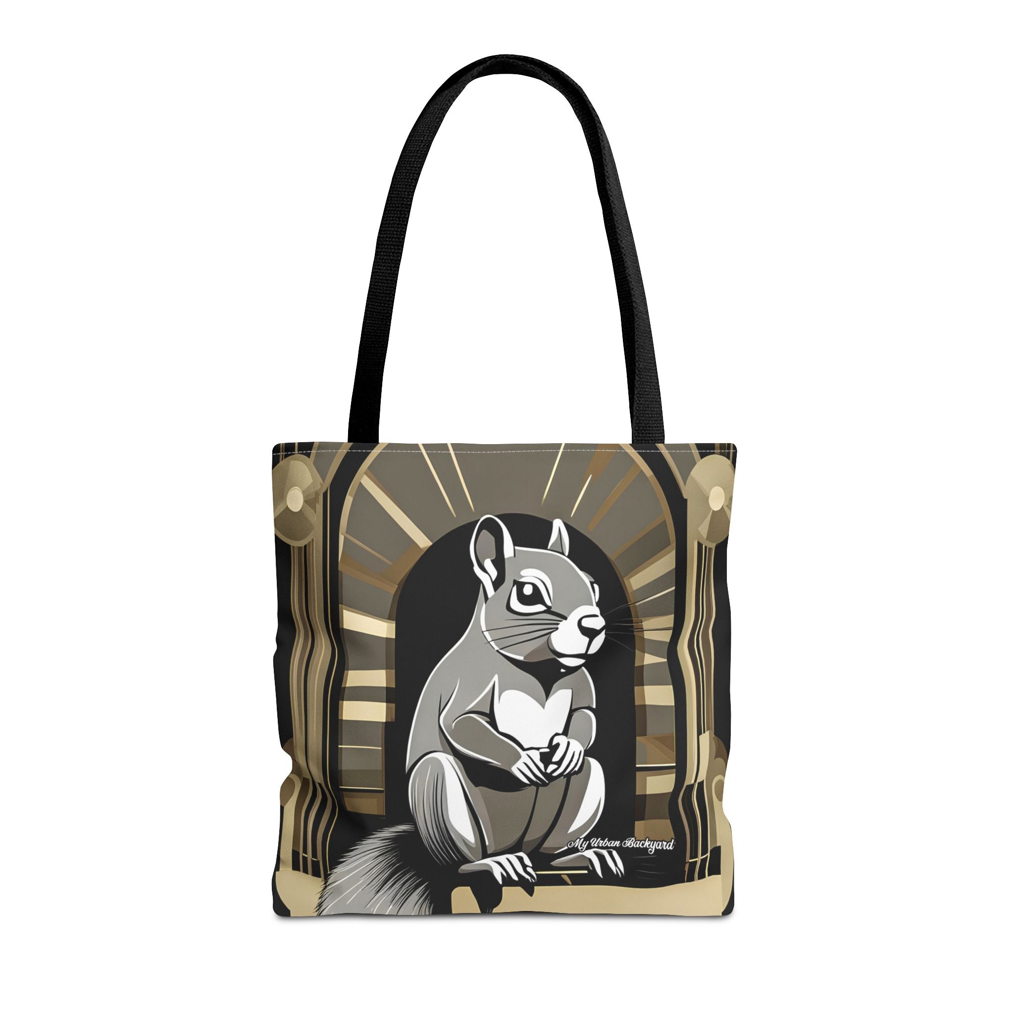 Art Deco Squirrel, Tote Bag with Cotton Handles For Everyday Use, 3 Sizes