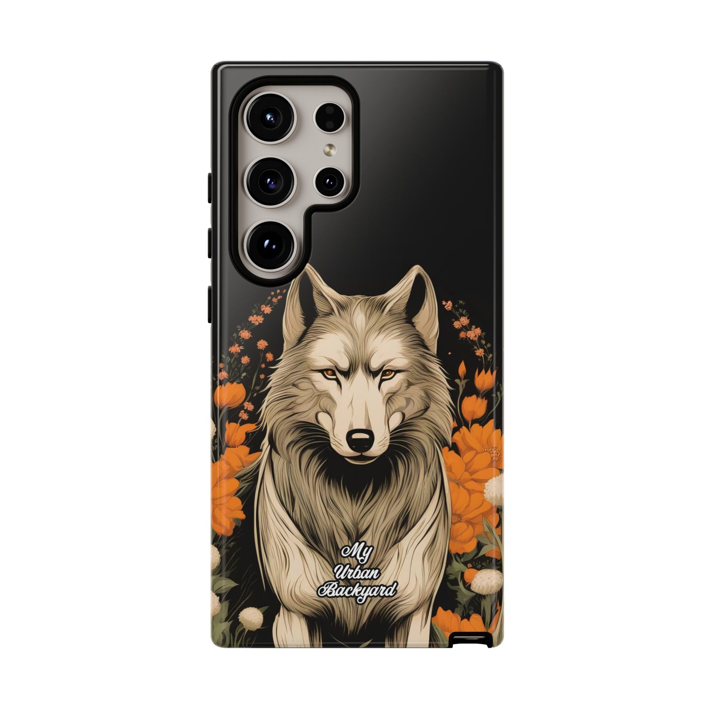 Wolf with Flowers, Cell Phone Case - Apple, Samsung or Google Pixel