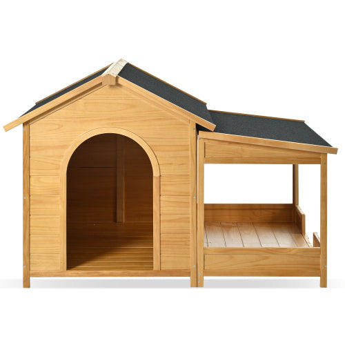 Large Wooden Dog House With Porch, Asphalt Roof and Raised Floor, For Medium and Large Dogs