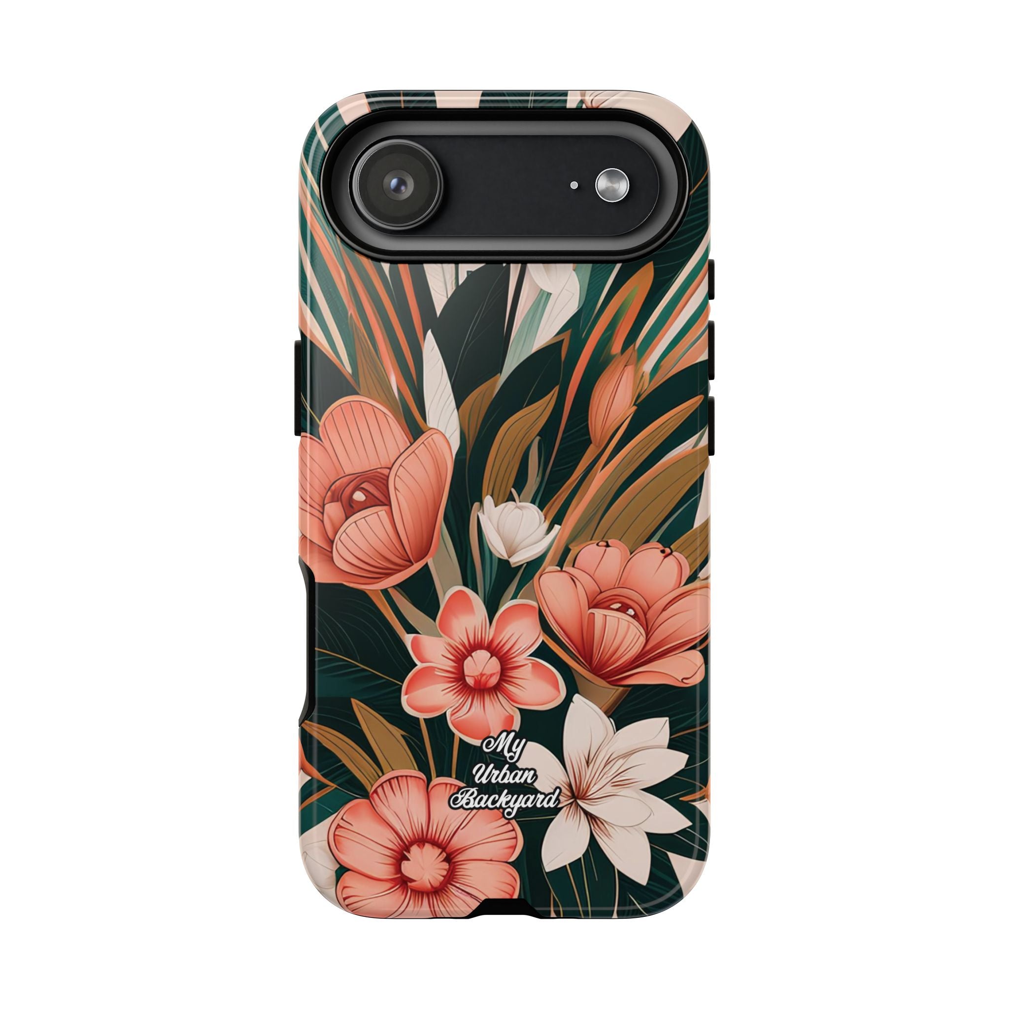 Peach Art Deco Flowers, Cell Phone Case