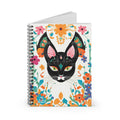 Black Cat with Green Eyes & Flowers, Spiral Notebook Journal - Write in Style