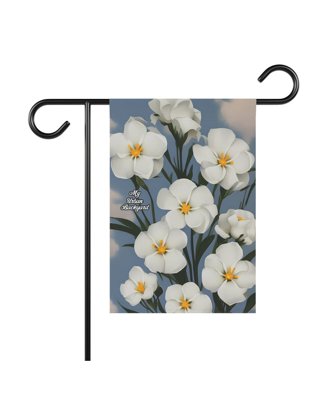 Outdoor Garden Flag for Yard, Patio or Work Decor, Double Sided, Vertical, Flag only - White Flowers