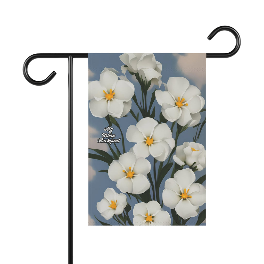 Outdoor Garden Flag for Yard, Patio or Work Decor, Double Sided, Vertical, Flag only - White Flowers