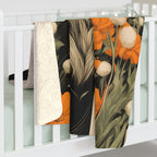 Wolf with Flowers, Sherpa Fleece Blanket for Cozy Warmth, 50"x60"