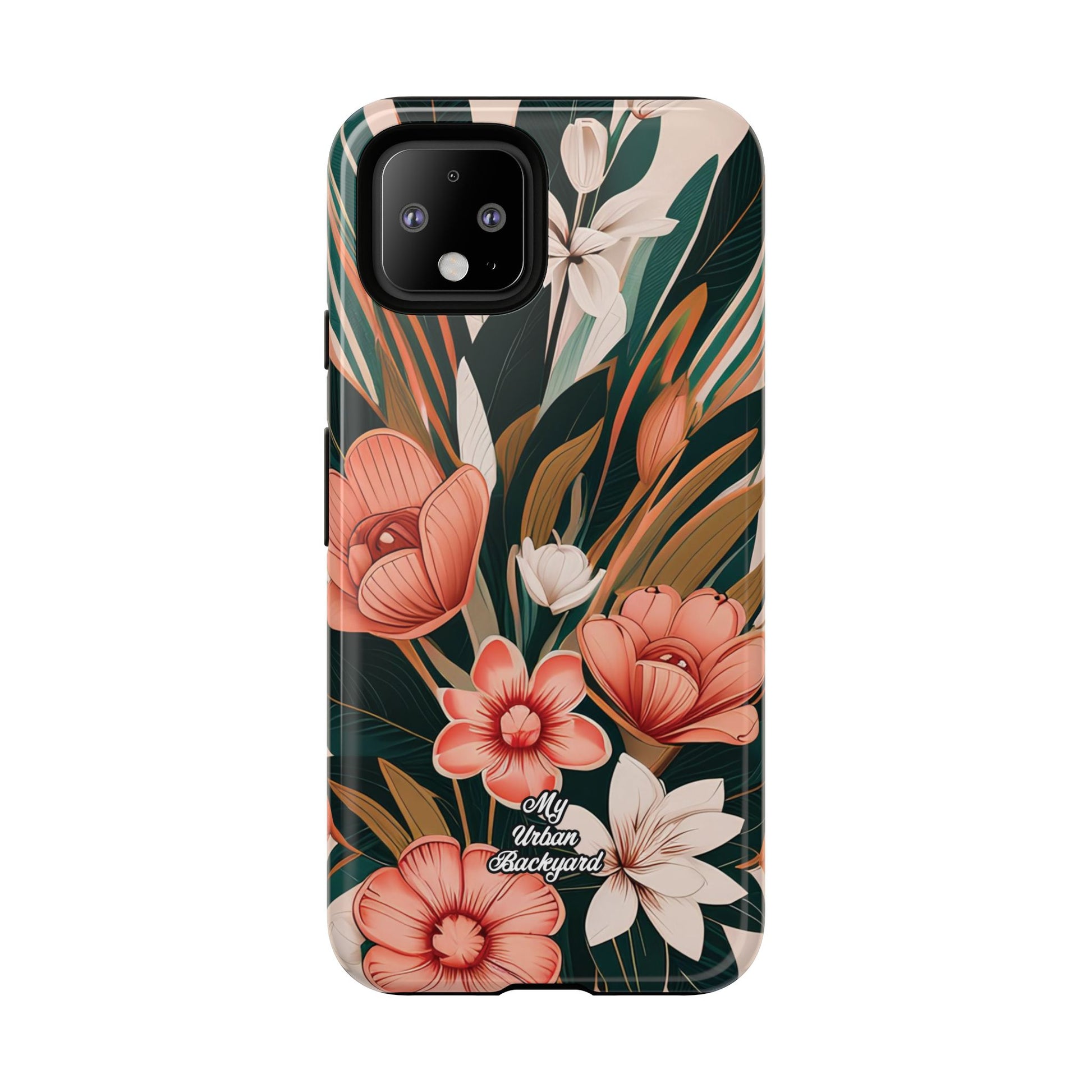 Peach Art Deco Flowers, Cell Phone Case - Apple, Samsung, Google Pixel