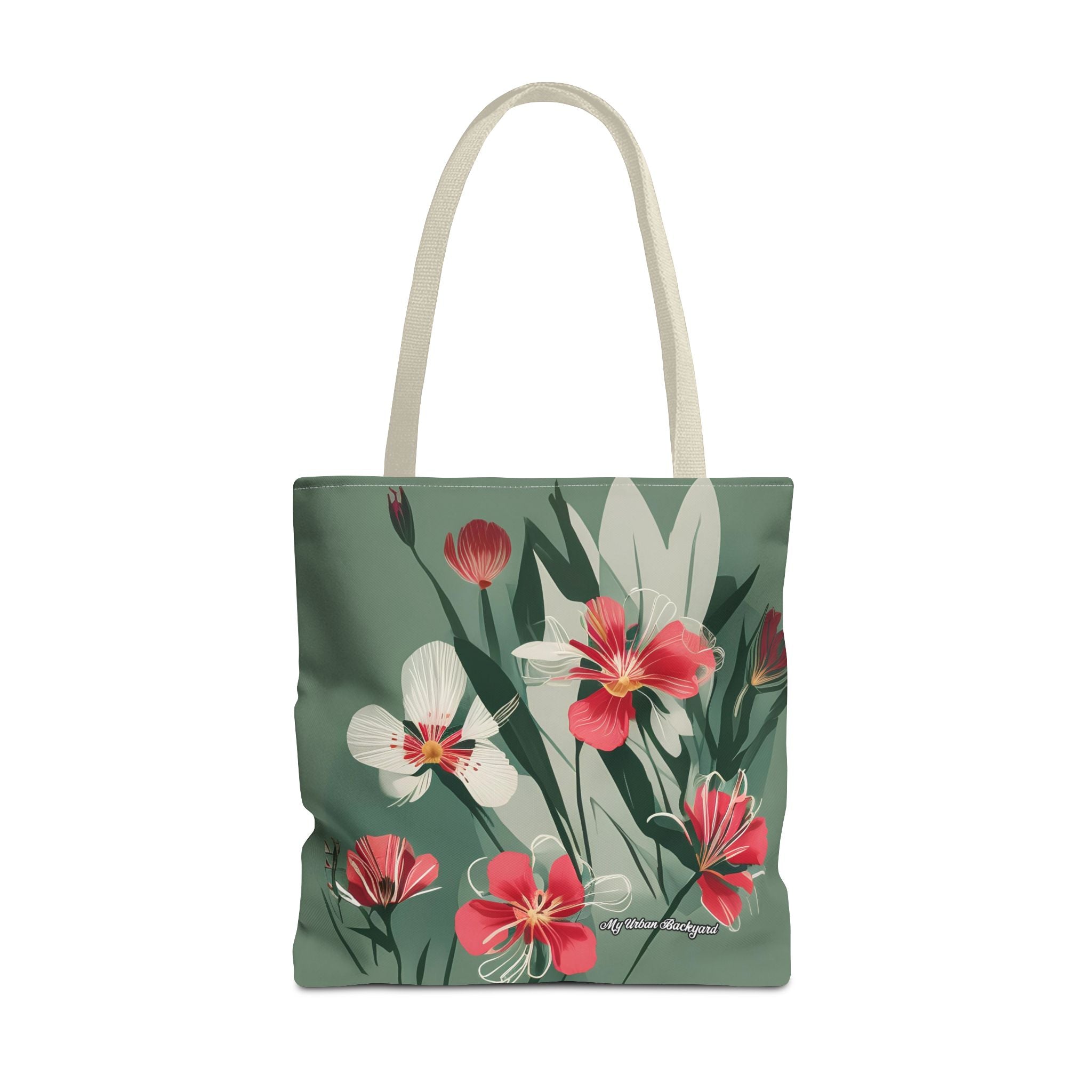 White and Red Wildflowers Tote Bag with Cotton Handles For Everyday Use, 3 Sizes