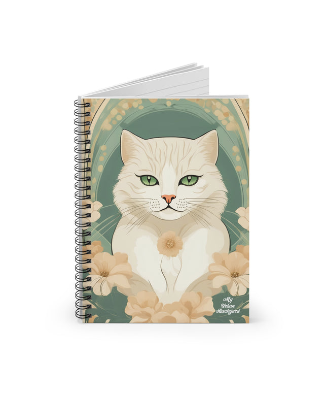 Blanca Purrington, Cat Spiral Notebook Writing Journal - 118 Ruled Pages