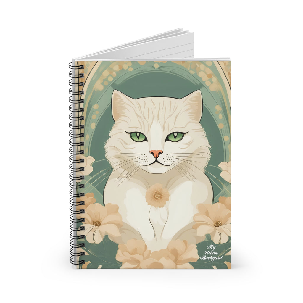 Blanca Purrington, Cat Spiral Notebook Writing Journal - 118 Ruled Pages