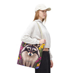Raccoon and Flowers Tote Bag with Cotton Handles For Everyday Use, 3 Sizes