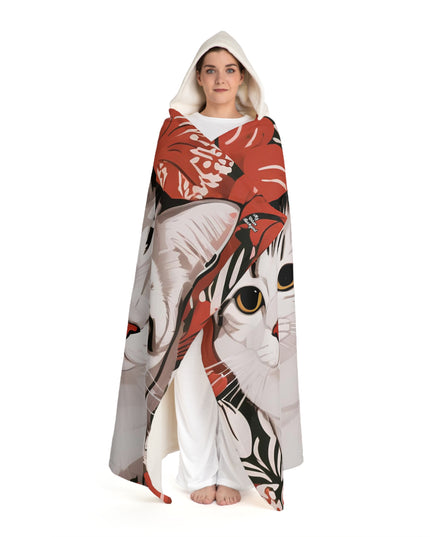 Tess & Jess Clawfield, Cat Hooded Sherpa Fleece Blanket
