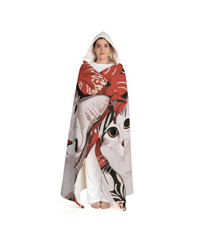 Tess & Jess Clawfield, Cat Hooded Sherpa Fleece Blanket