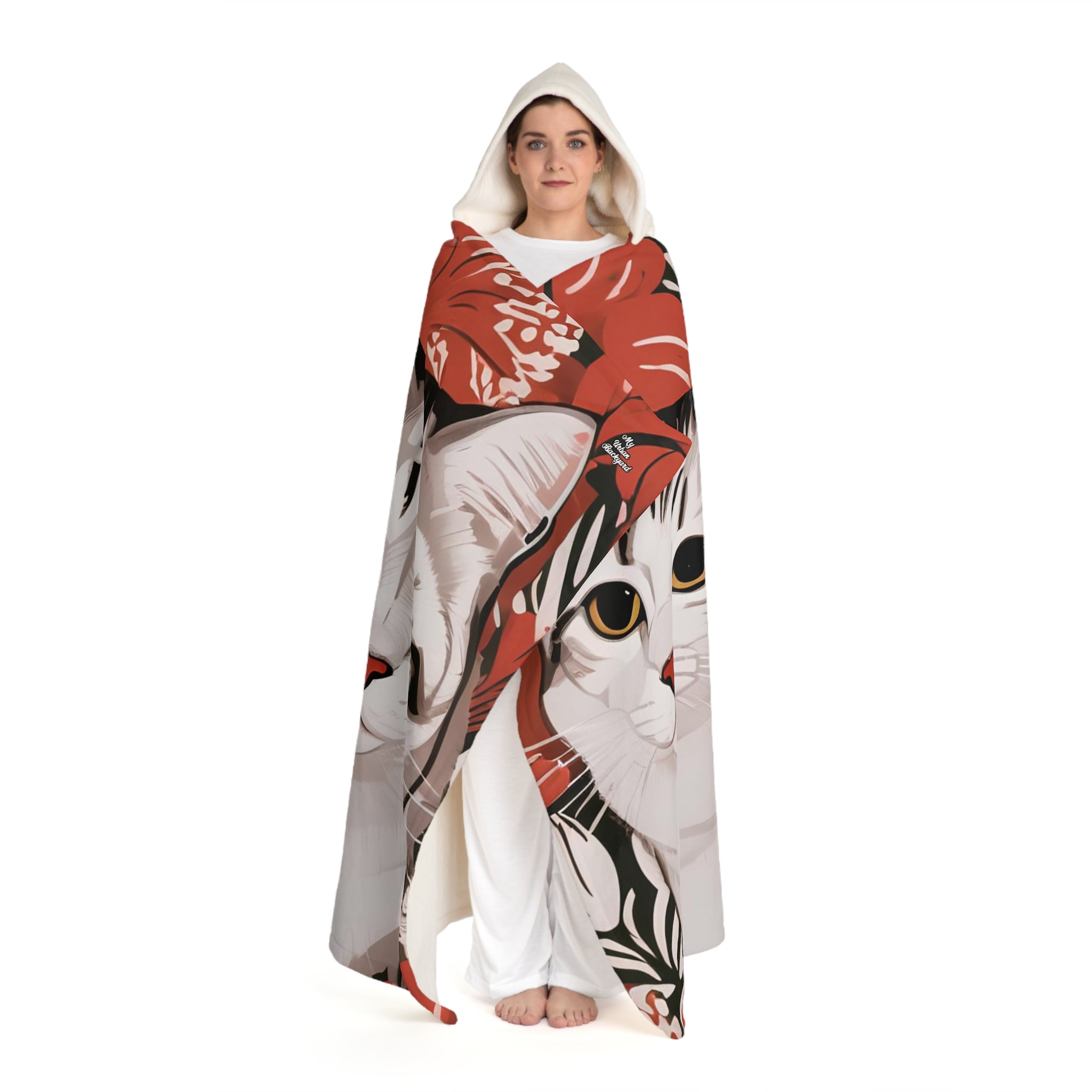 Tess & Jess Clawfield, Cat Hooded Sherpa Fleece Blanket