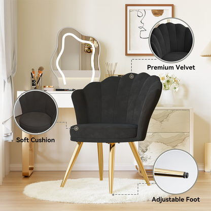 Elegant Velvet Chair, Soft Padded 18.5” Wide Seat