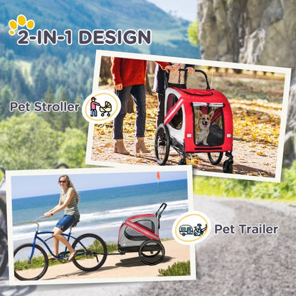 2-in-1 Pet Stroller And Bike Trailer, For Small Pets, Red