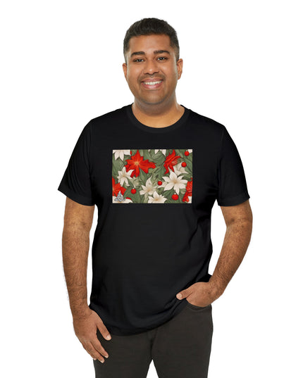 Holiday Flowers, Soft 100% Jersey Cotton T-Shirt, Unisex, Short Sleeve, Retail Fit