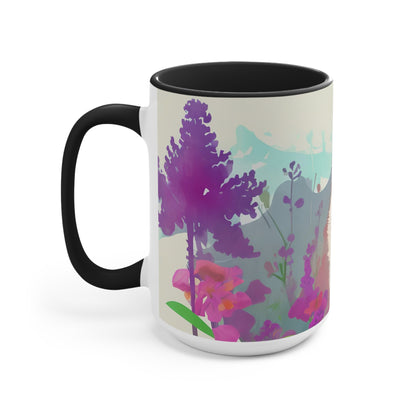 Raccoon with Flowers, Ceramic Mug - Perfect for Coffee, Tea, and More!