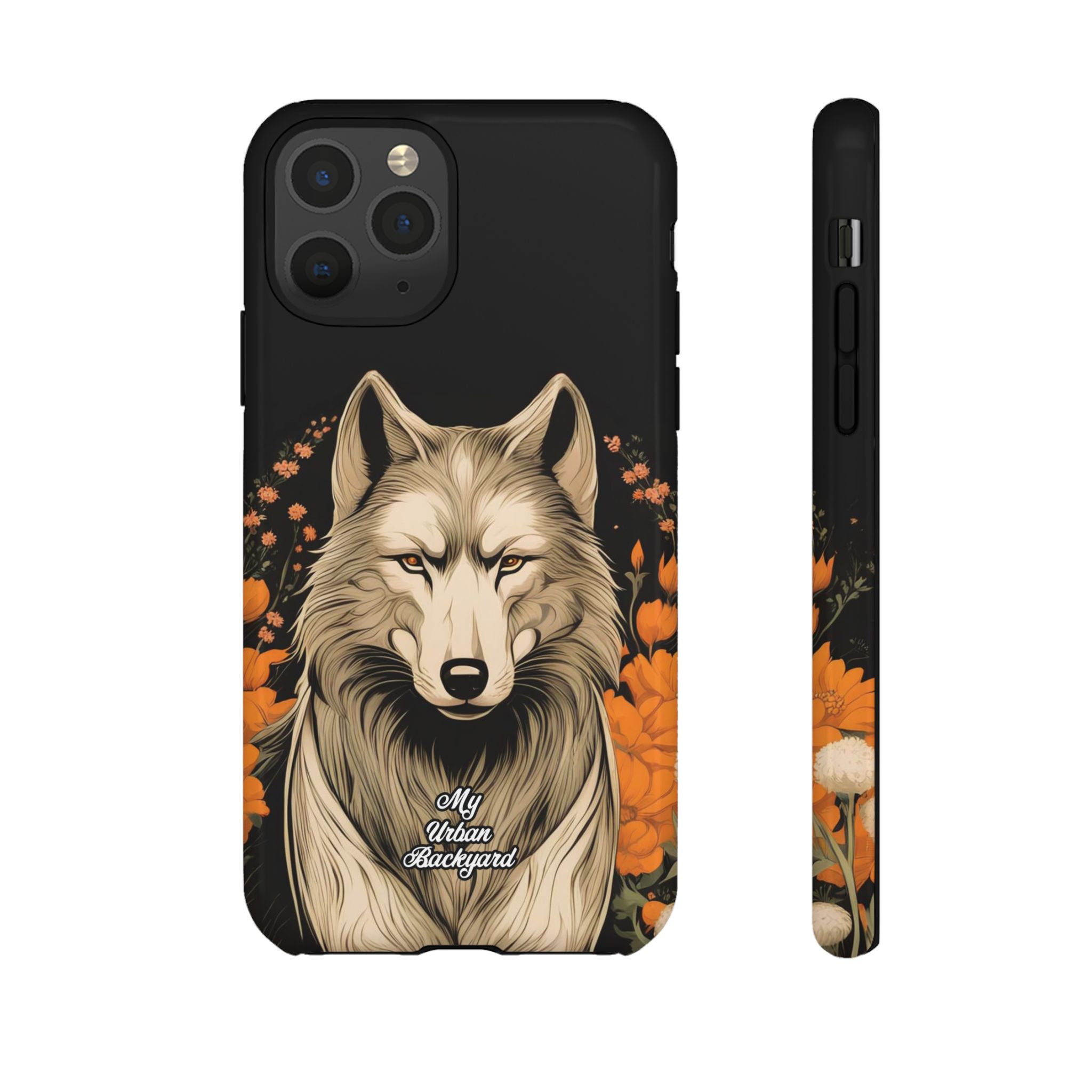 Wolf with Flowers, Animal Cell Phone Case - Apple, Samsung, Google Pixel