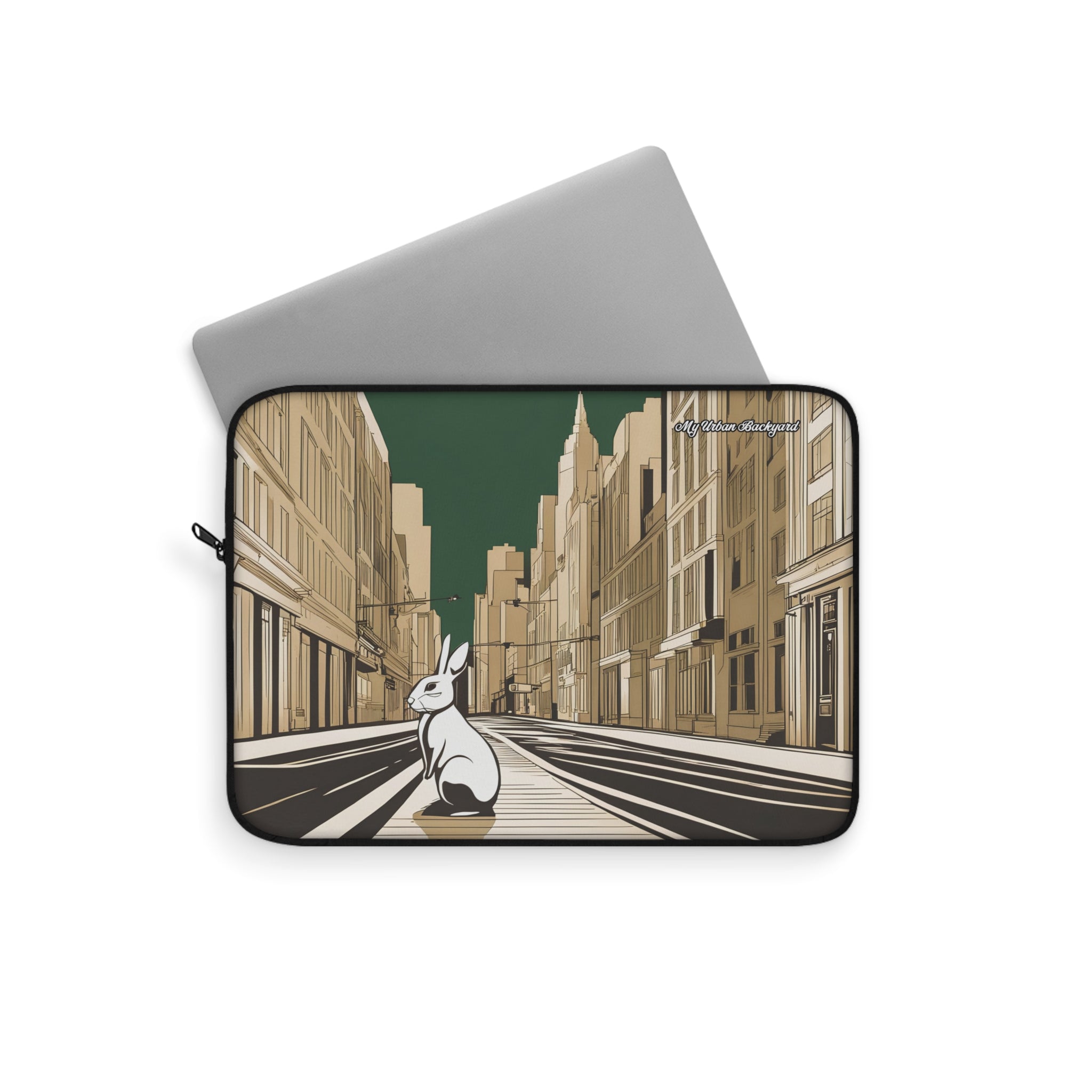 City Rabbit Soft Laptop Sleeve, Stylish Laptop Case, Cute Tech Accessory, Gift for Animal Lovers, Unique Office Supply, Modern Design, 3 Sizes