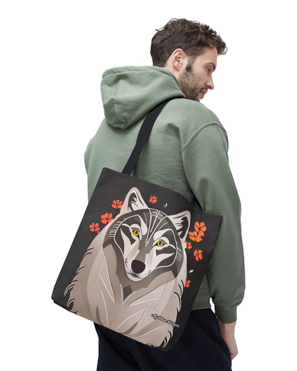 Art Deco Wolf Tote Bag with Cotton Handles For Everyday Use, 3 Sizes