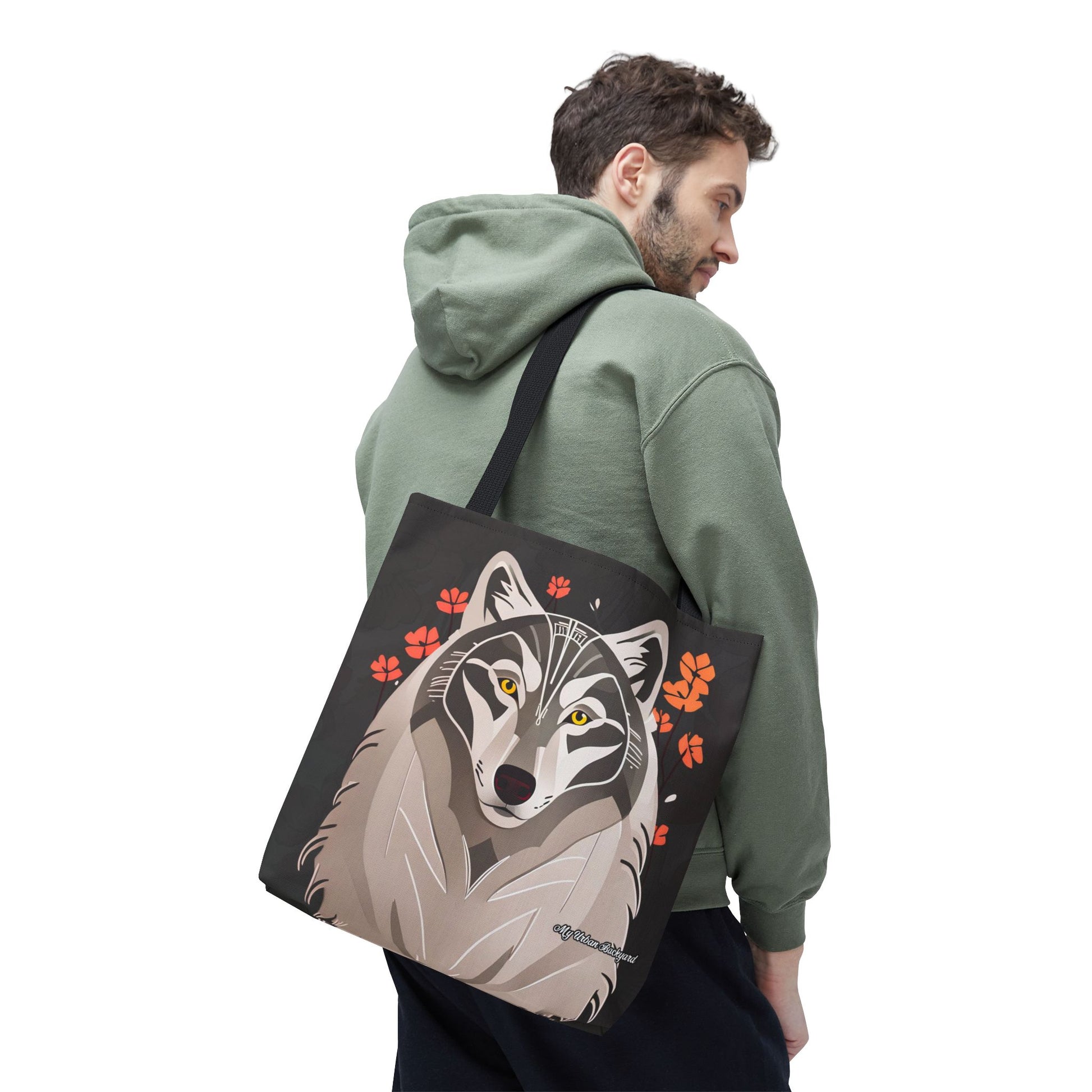 Art Deco Wolf Tote Bag with Cotton Handles For Everyday Use, 3 Sizes