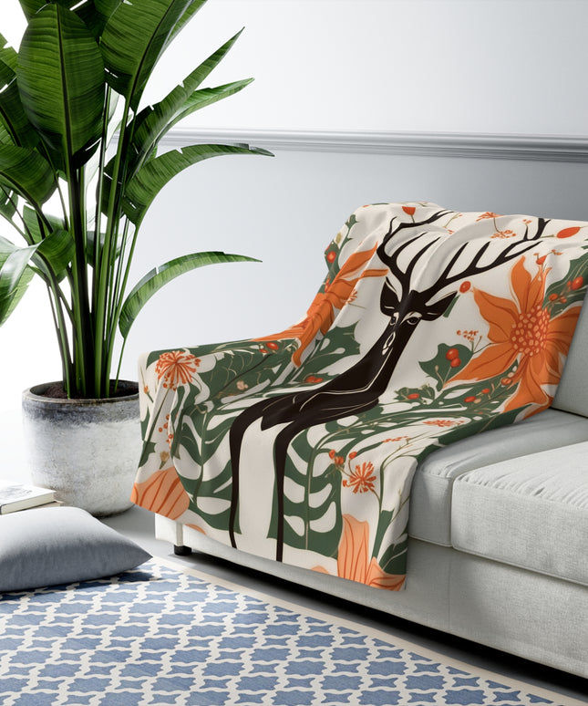 Winter Stag, Sherpa Fleece Blanket for Cozy Warmth, 50"x60"