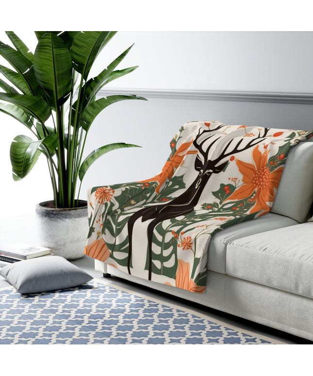 Winter Stag, Sherpa Fleece Blanket for Cozy Warmth, 50"x60"