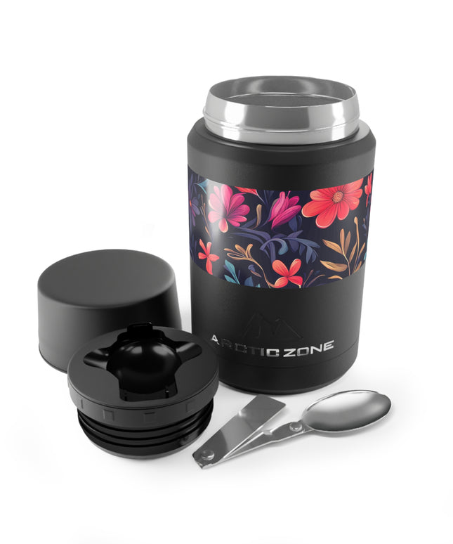Night Blooming Wildflowers, Reusable Insulated Food Storage Container with Spoon – 16.9oz