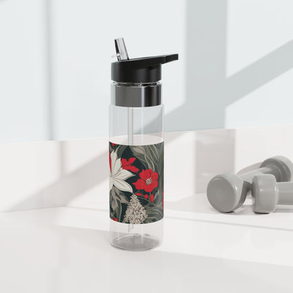 Red & White Flowers, 20oz Sport Water Bottle, BPA-Free, Tritan™ plastic