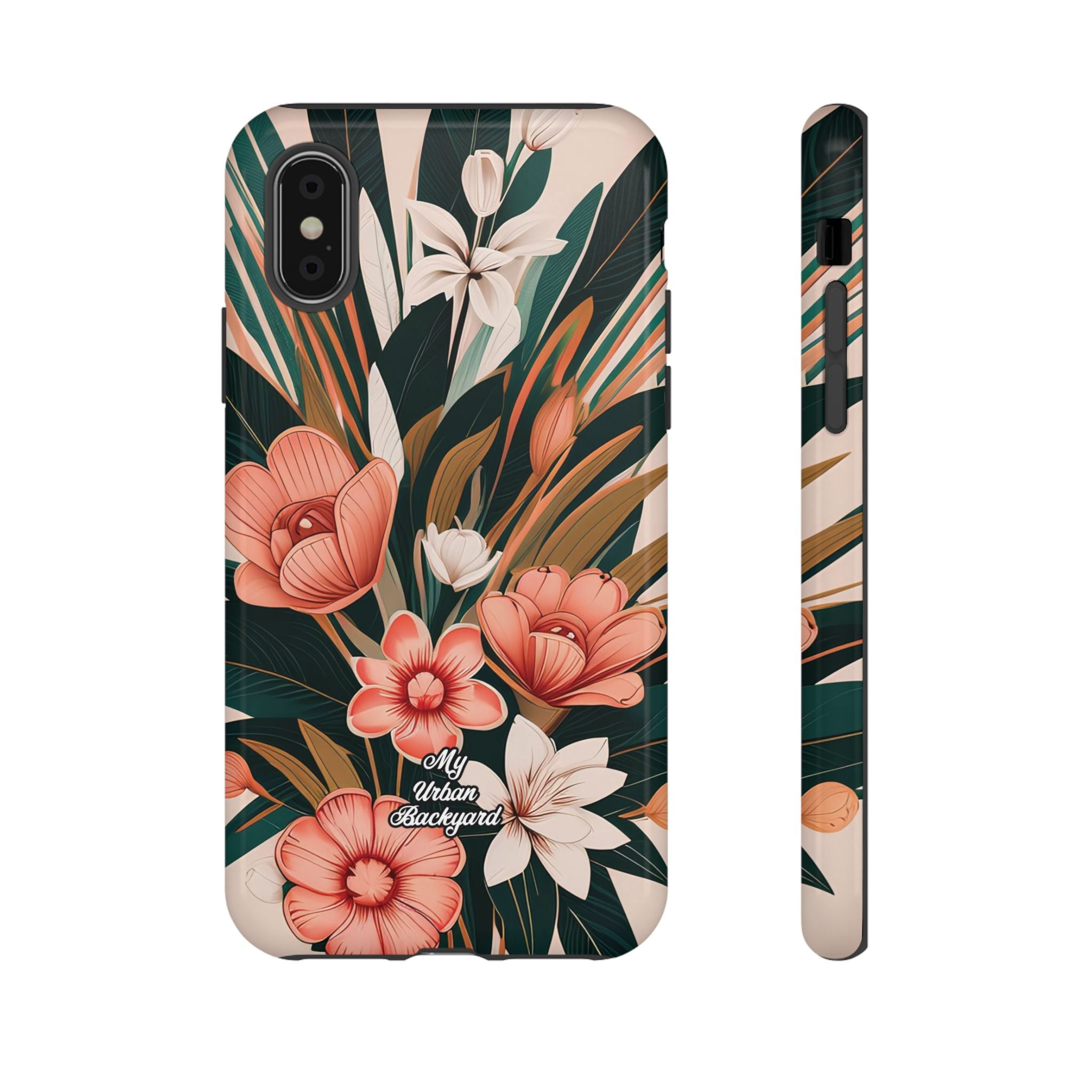 Peach Art Deco Flowers, Cell Phone Case