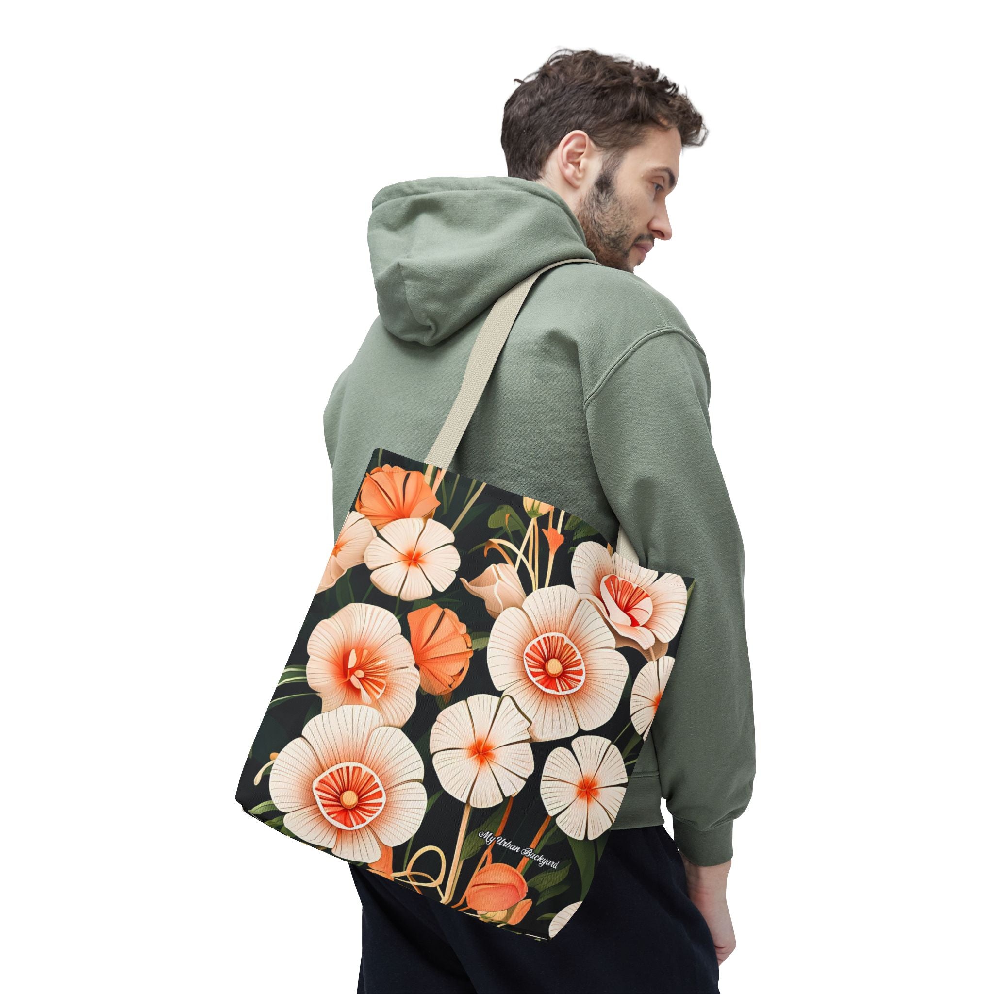 Art Deco Flowers Tote Bag with Cotton Handles For Everyday Use, 3 Sizes