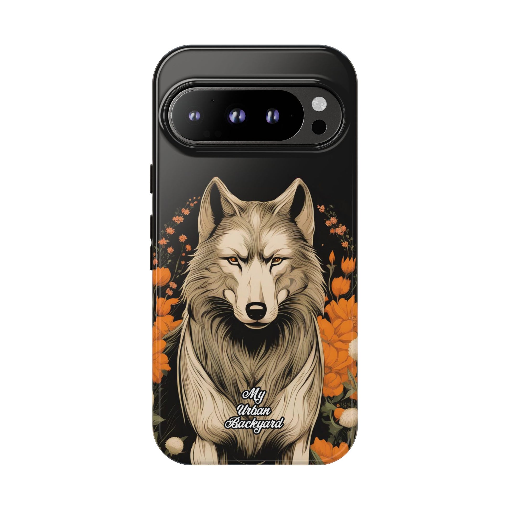 Wolf with Flowers, Animal Cell Phone Case - Apple, Samsung, Google Pixel
