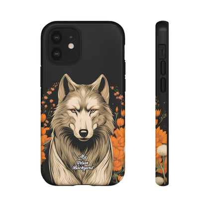 Wolf with Flowers, Cell Phone Case - Apple, Samsung or Google Pixel