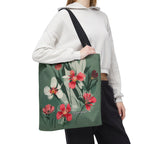 White and Red Wildflowers Tote Bag with Cotton Handles For Everyday Use, 3 Sizes