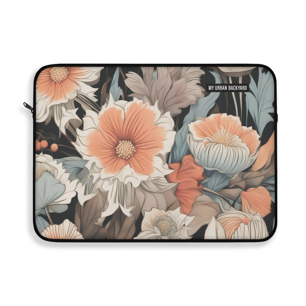 Muted Wildflower Bouquet Design, Soft Laptop Sleeve - Artisanal Computer Case, Stylish Tech Accessory
