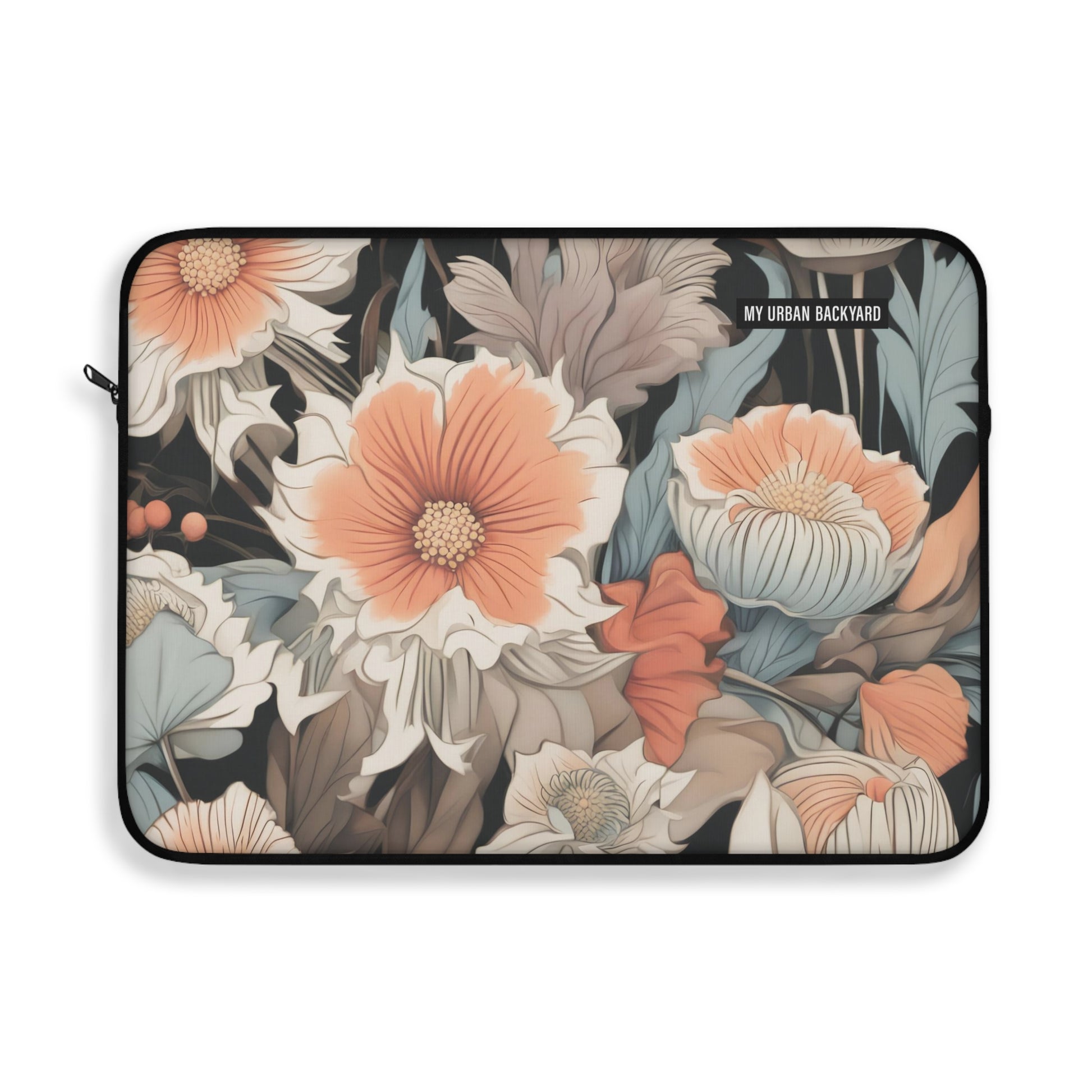 Muted Wildflower Bouquet Design, Soft Laptop Sleeve - Artisanal Computer Case, Stylish Tech Accessory