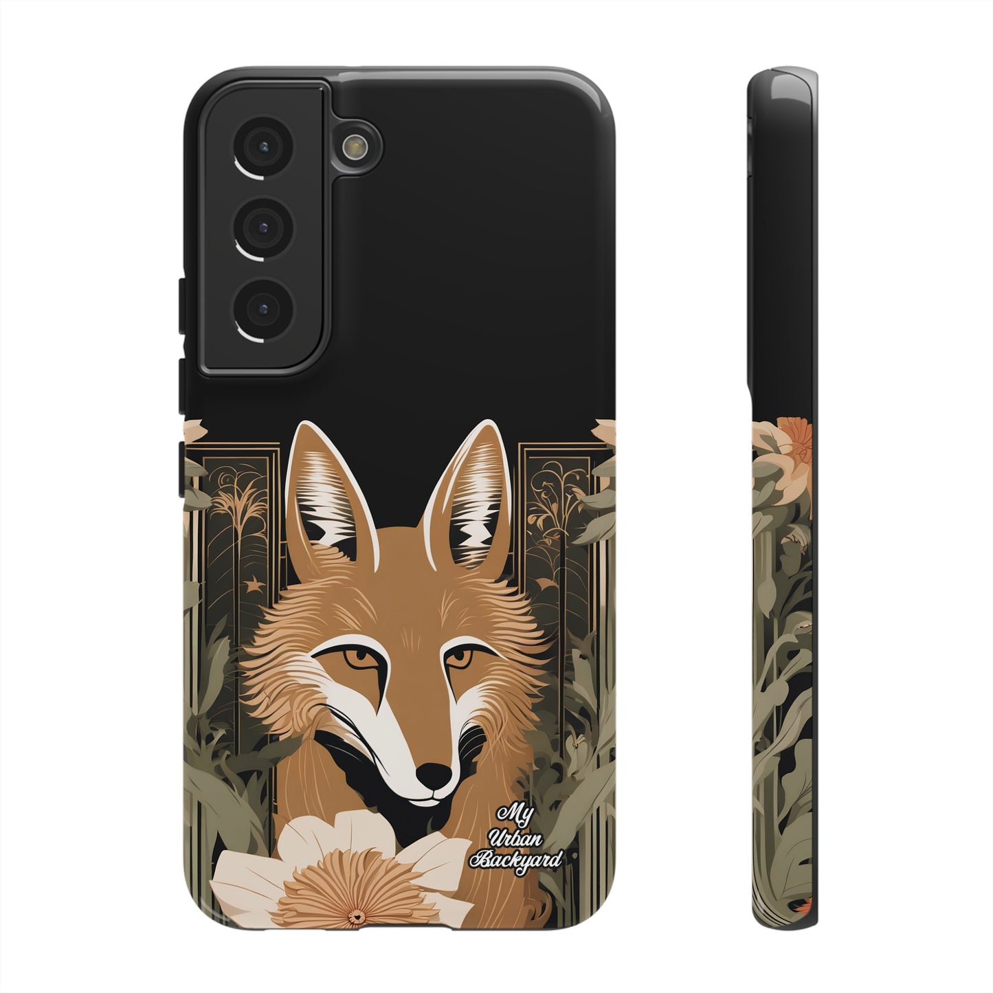 Art Deco Coyote with Flower, Cell Phone Case - Apple, Samsung or Google Pixel