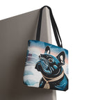 French Bulldog Winter Tote Bag — Snowy Pup All-Over Print Tote