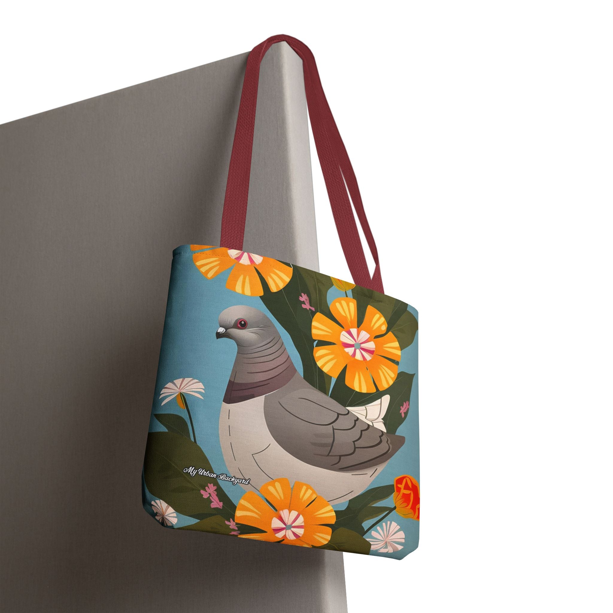 Pigeon and Yellow Flowers Tote Bag with Cotton Handles For Everyday Use, 3 Sizes