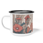 Tuxedo Cat with Flowers, Enamel Camping Mug