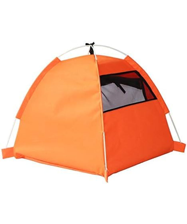 Pet Cat Tent, Large Cave Bed for Indoor Cats and Small Dogs -Pet House Dog Cage Folding Outdoor Cat Bed Pad for Travel - Pop Up Dog Cat Tent Camping Beach Sun Shelter 22" x 22" x 19"(Orange)