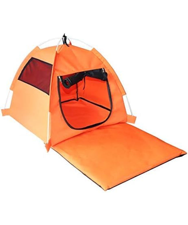 Pet Cat Tent, Large Cave Bed for Indoor Cats and Small Dogs -Pet House Dog Cage Folding Outdoor Cat Bed Pad for Travel - Pop Up Dog Cat Tent Camping Beach Sun Shelter 22" x 22" x 19"(Orange)